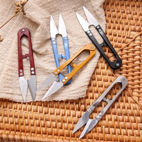 1 Handful Multicolor Practical Sewing Scissors DIY U Shaped Needlework Tailor Scissors Stainless Steel Embroidery Craft Trimming