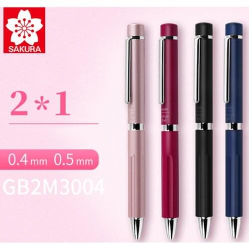 1pcs Japan Sakura Metal Rod Multifunction Pen GB2M3004 Rotary Core 2 Gel Pen + 1 Mechanical Pencil Business Pen 0.4/0.5mm