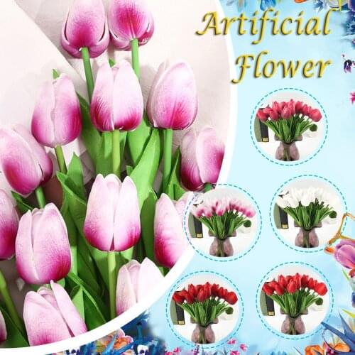 10pcs Artificial Tulip Flower Latex Real Bridal Wedding Decoarion Hand Bouquet Exquisite Tulip Home Decor Girlfriend Mother Gift