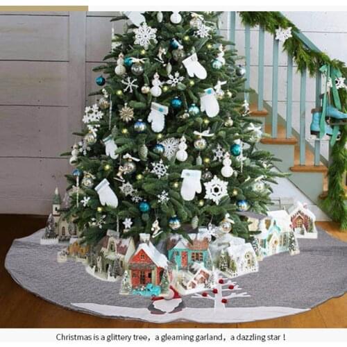 125cm Christmas Tree Skirt Linen Round Carpet Gray Apron Creative New Year Decorations Cute Faceless Doll Party Home Ornaments