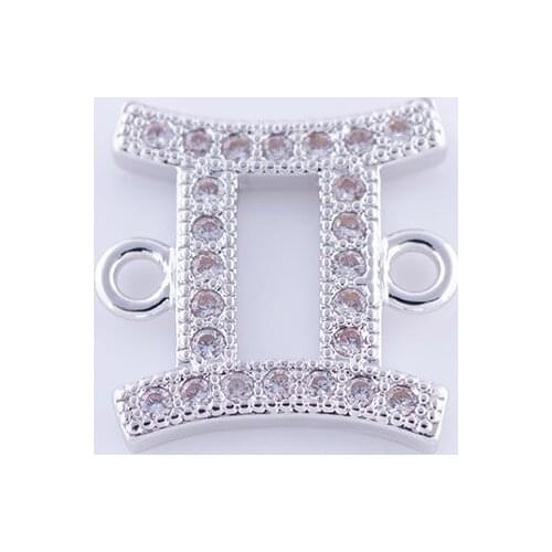 5pcs Fashion Jewelry Zircon Gemini Charms For Jewelry Making Handicraft Copper Micro Pave Czech Charms Connectors Diy Berloque