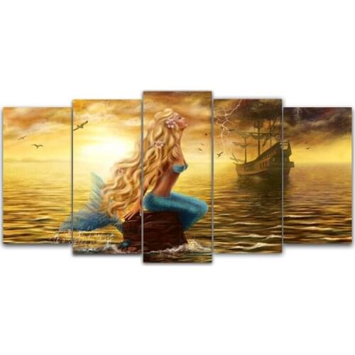 5d diy Diamond embroidery beauty Mermaid 5pcs Multi-picture Combination diamond painting Cross Stitch Rhinestone decor