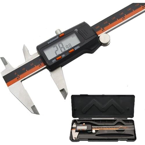 Stainless steel metal caliper Digital electronic vernier caliper micrometer 150mm 6' LCD display Widescreen Depth measuring tool