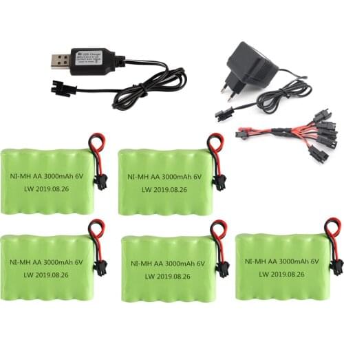 6v 3000mAh Battery and Charger For RC Toys Cars Boats Robots Tanks Gun AA 2400mAh 6v Rechargeable Battery Pack SM Plug