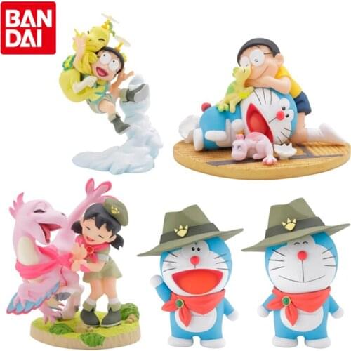 Bandai Genuine Gashapon Doraemon Theater Version Nobita Nobis New Dinosaur Minamoto Shizuka Anime Action Figures Toys Ornaments