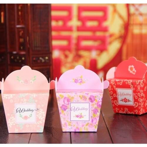 Free Shipping 50 X Pink/Purple/Red Wedding Candy Box Gift Box Wedding Favor Party Deco Supply