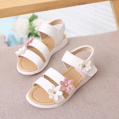 Bobora Sandals Gladiator Flowers Sweet Soft Childrens Beach Shoes Kids Summer Floral Sandals Princess Fashion Cute High Qua