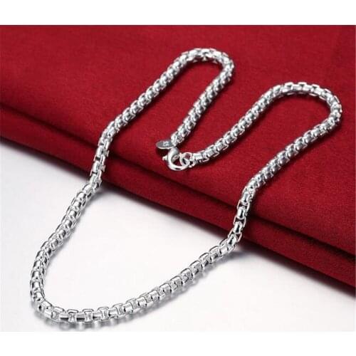925 pure silver plated 6mm Box Chain Fashion Necklace Box Chain Necklace gift bag For Jewelry accessory
