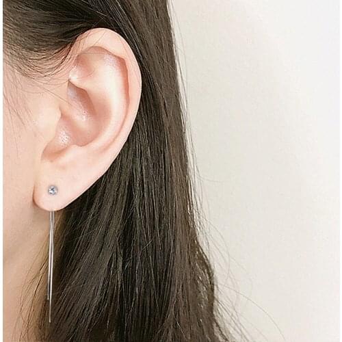 Stainless Steel Long Tassel Drop Earrings Women Elegant Zircon Earring Party Birthday Anniversary Gift Fashion Jewelry Accessory