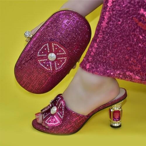 Doershow beautiful Italian Shoes With Matching Bags African Women Shoes and Bags Set For Prom Party Summer Sandal ! HYY1-4