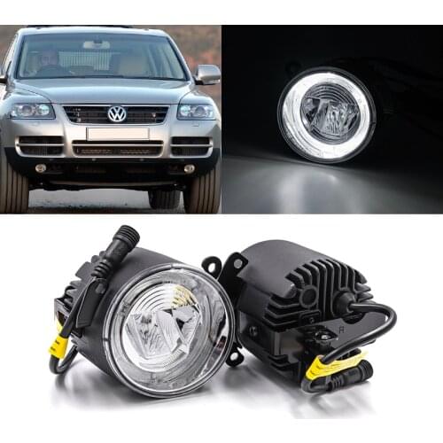 DRL Halo Led Front Driving Fog Light Kit For VW Touareg 2003-2007 Polo 2005-2010 Transporter T5 2003-2010 Gol Crafter Multivan