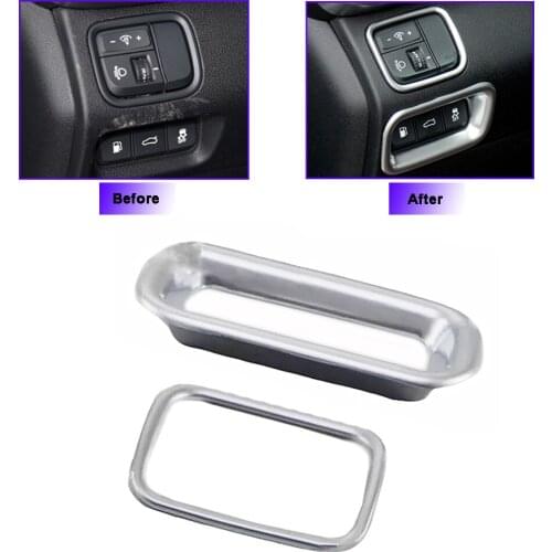 JEAZEA 2PCS ABS Left Hand Drive Head Light Lamp Switch Button Fuel Tank Rear Trunk Switch Cover Trim For KIA Optima K5 2016