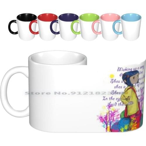 Song About Coraline Ceramic Mugs Coffee Cups Milk Tea Mug Yellow Movie Flowers Fantasy Sci Fi Horror Scary Children Blue Garden