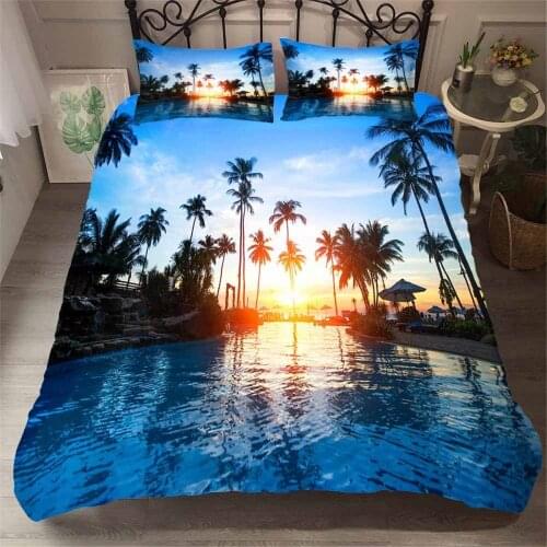 2/3 Pieces Seaside Landscape Bedding Set Beach Scenery Duvet Cover Home For Kids Adults Bed Quilt Cover Pillowcase (No Sheets)