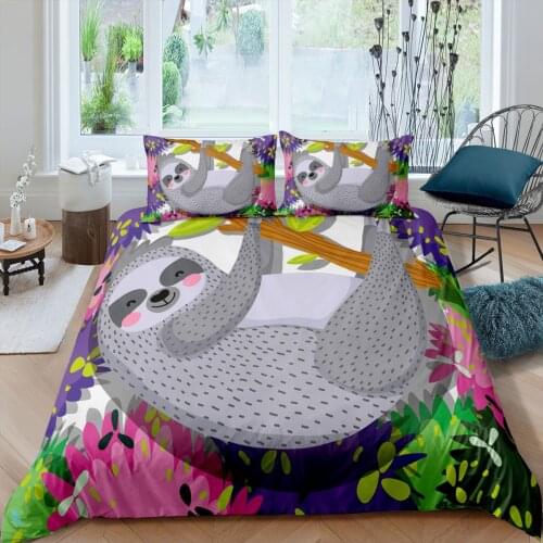Home Textiles Luxury 3d Sloth Print Duvet Cover Set 2/3 Pcs Pillowcase AU/EU/UK/US Queen and King Kids Bedding Sets