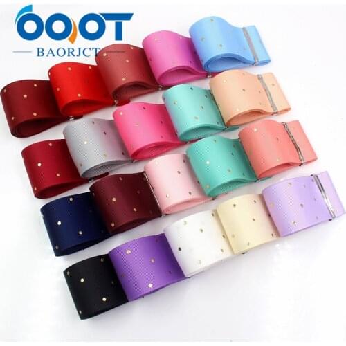 OOOT BAORJCT I-19407-862,38mm,10yards Solid color dot hot stamping grosgrain Ribbons,bow cap DIY accessories decorations