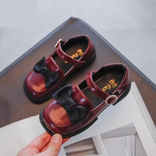 4-10 Years Girls Leather Shoes Spring Autumn School Leather Shoes For Children Flats Fashion Bow Performances Kids Party Shoes