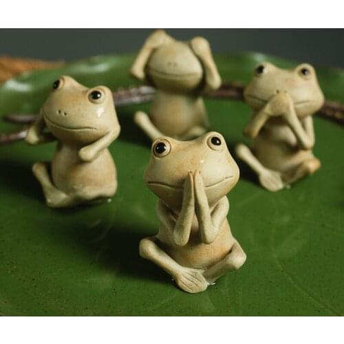 Lovely Animal Frog Tea pet figurines Ceramic common pond frog Arts and Crafts fairy garden Mini miniatures home decor gifts
