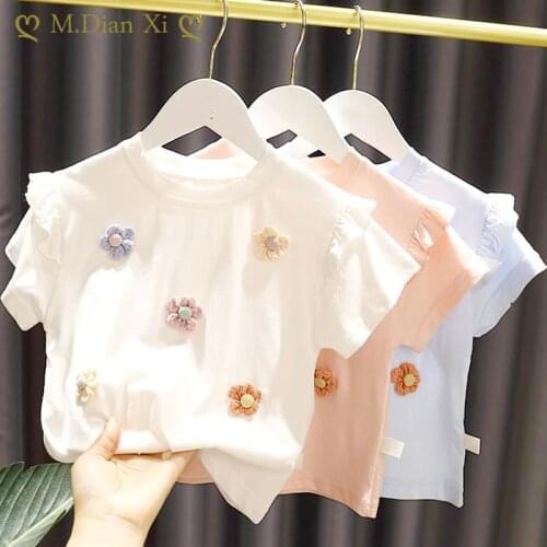 Short Sleeved Girls Lace T-shirt Jacket Female Baby In Summer Pure Color Fairy T Coat T-shirt Baby Girl Clothes
