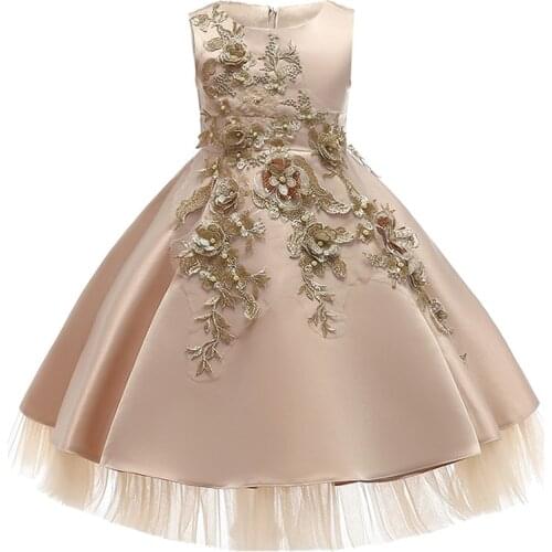 Summer Lace Dress Girl Elegant Princess Flower Girl Wedding Birthday Party Children Dress Girl Child Clothing Costume L5056