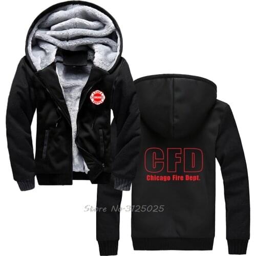 New Chicago Fire Department Show Tv Show Duty Shirt Rescue Hoodie Men Winter Warm Thick Sweatshirt Hoody Streetwear Hoodies