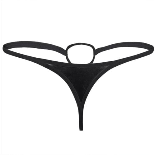 Mens Elastic Waistband Lingerie Patent Leather G-string With Penis Hole Loop Bikini Briefs Fashion Underwear Exotic Underpants