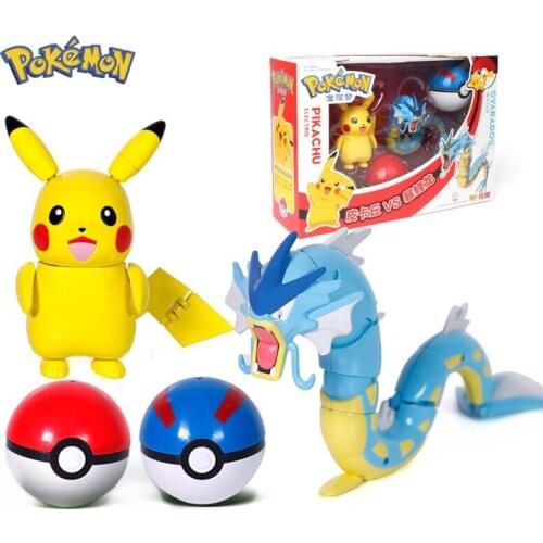 Pokemon Pikachu Gyarados Set Toy Poke Ball Manual Transforming Robot Pokemon Baby Eevee Pikachu Anime Action Figure Doll Kids G