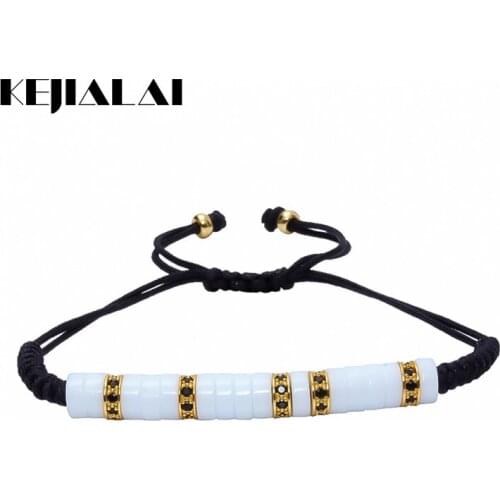 Newest Anil Arjandas Men Bracelet Silver Plated Pave Black Micro CZ and White Wood Stopper Black Rope Macrame Bracelet for Men