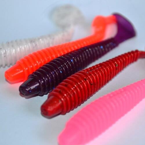 2021 New material Super soft super elastic Durable Worm Soft Bait T Tail Jigging Wobblers Fishing Lure