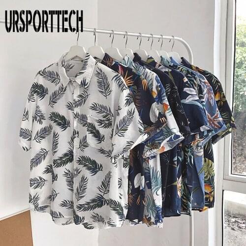 New Arrival Mens Shirts Beach Vacation Hawaiian Shirts Camicias Button Wild Shirts Printed Short-sleeve Women Blouses Tops