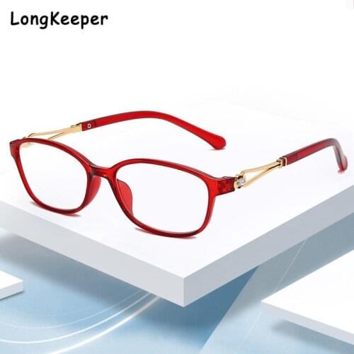 Anti Blue Light Reading Glasses For Women Men Computer Presbyopia Eyewear Female Glasses For Women With Rhinestones +150 +200