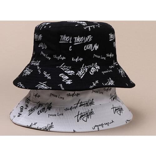 Summer Bucket Hats for Women English Letters Double Side Cotton Reversible Sun Protection Cap Mens Panama Hat панама женская