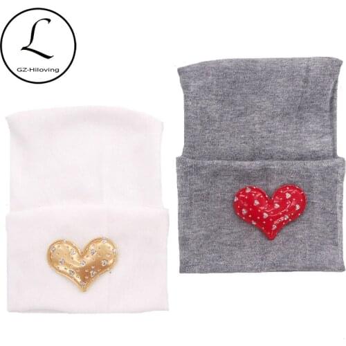 Newborn baby Girls Heart Cotton Hospital hats Baby girls Boys knitted Beanies hats New born photography Kids Childs Spring Hats