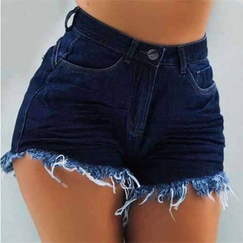 Sexy Ripped Super Denim Shorts Women Casual Slim Solid Straight Cowboy Short Summer Fashion Tassel High Waist Female Jeans Short