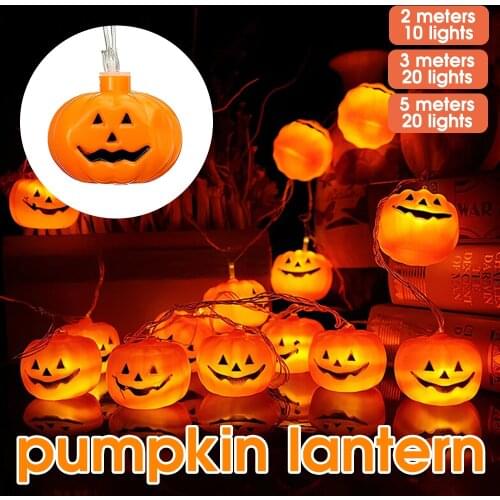 2/3/5M Halloween Pumpkin String Lights LED Ghost Face Fairy Light New Year 2022 Christmas Halloween Decoration Hanging Prop Lamp