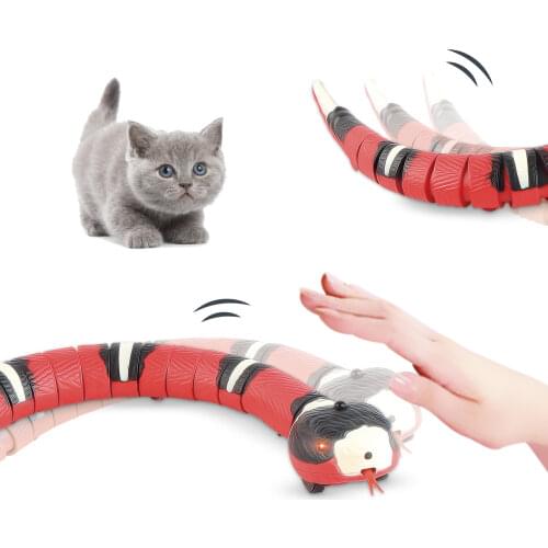 Smart Sensing Cat Toys Interactive Automatic Eletronic Snake Cat Teaser Indoor Play Kitten Toy USB Rechargeable for Cats Kitten