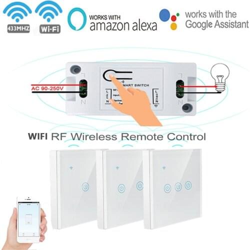Smart Wireless Switch Light WIFI 433Mhz Relay Receiver RF Remote Control panel AC 110V 220V Receiver Wall Panel for Light LED