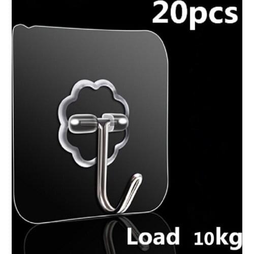 20Pcs 6x6cm Transparent Strong Self Adhesive Door Wall Hangers Hooks Suction Heavy Load Rack Cup Suckerx for Kitchen Bathroom