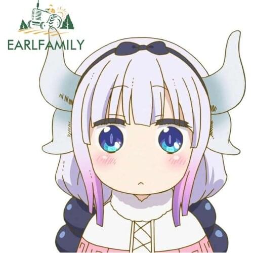 EARLFAMILY 13cm x 12.1cm for Miss Kobayashi Anime Fine Decal Vinyl Car Sticker 3D Custom Printing Waterproof Bumper Decoration