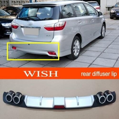 Wish ABS Plastic Silver / Black Car Rear Bumper Rear Diffuser Spoiler Lip for TOYOTA Wish Hatchback