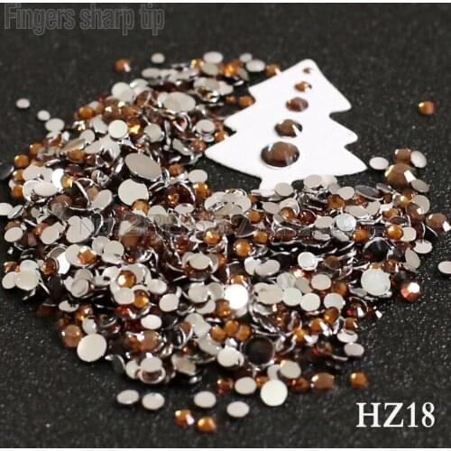 2017 Finger Sharp Tip 1000pcs 2mm-6mm Mix Sizes Yellow brown 3D Nail Resin Flat Bottom Popular Nail DIY Decorative Diamond HZ18