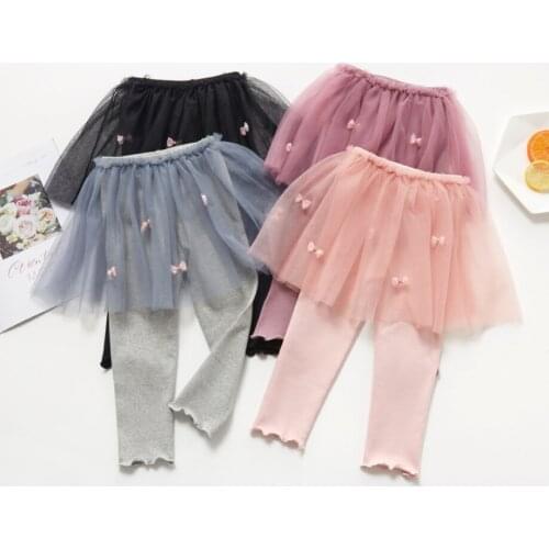2021 Cotton Baby Girls Leggings Lace Princess Skirt-pants Spring Autumn Children Slim Skirt Trousers for 2-7 Years Kids Clothes