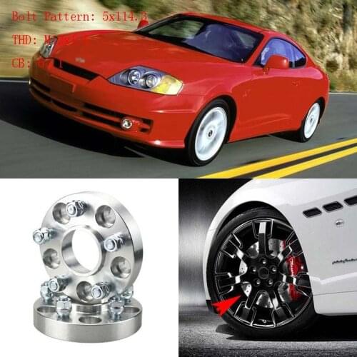 4pcs 1" Wheel Spacers Adapters 5 Lug 5x4.5"/5x114.3-12x1.5 Studs For Hyundai Coupe 2000-2005
