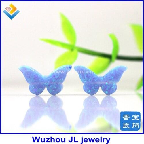5pcs/lot)New Shape Stock 8.6*14.1mm Synthetic light Blue OP06 Opal Butterfly with side hole for necklace Making