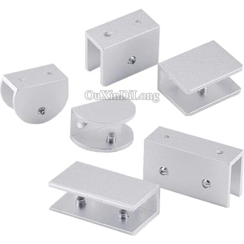 Brand New 50PCS Aluminium Glass Clamps Clips Glass Shelf Holder Support Brackets Connector with Screws 10 Sizes for Choose