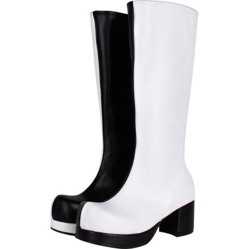 Angelic imprint new Women motorcycle cool punk boots lady lolita shoes GIrl high heels pumps zipper black and white 33-47 9651