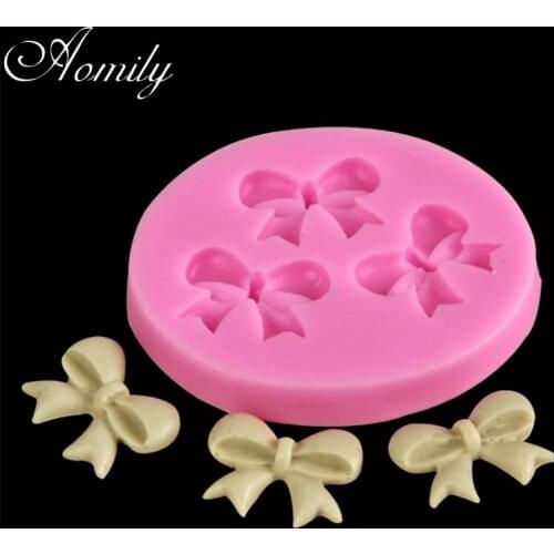 Aomily 3D Bowknot Shaped Silicon Chocolate Jelly Candy Cake Bakeware Mold DIY Pastry Bar Ice Block Soap Mould Baking Tools
