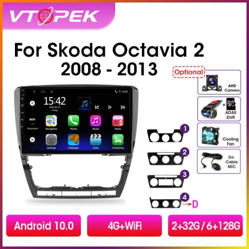 Vtopek 2din Android 10.0 Car Radio Multimedia Video Player GPS Navigation For Volkswagen SKODA Octavia 2 A5 2007-2014 Head Unit