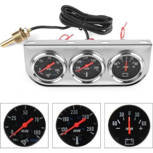 Auto 52mm 0-100psi Oil Pressure Gauges 0-60A Amp Meters Water Temp Gauges 12v Universal Mechanical Combination Instrument
