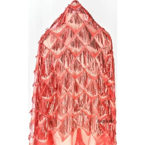 Sequined tassel mesh embroidery wedding clothing diy fabric Clothing wedding fabric